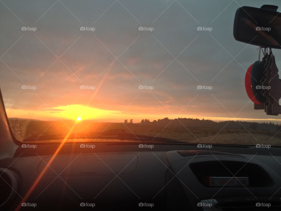 Sunset, Vehicle, Sun, Light, Car