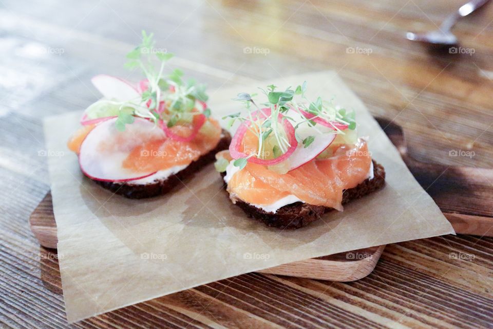 Toast with salmon