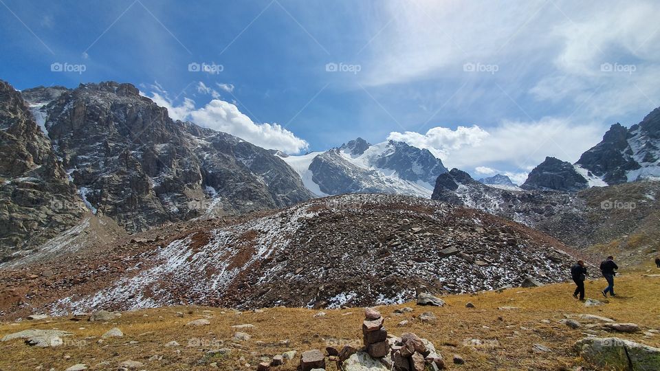 Almaty mountains peaks and glacier