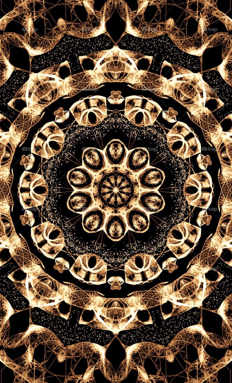 My Circular Reflectional Golden Colored Floral Design Pattern.