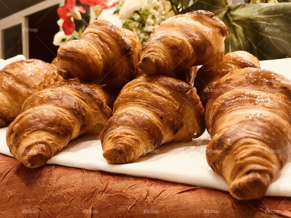 A delicious breakfast with croissant