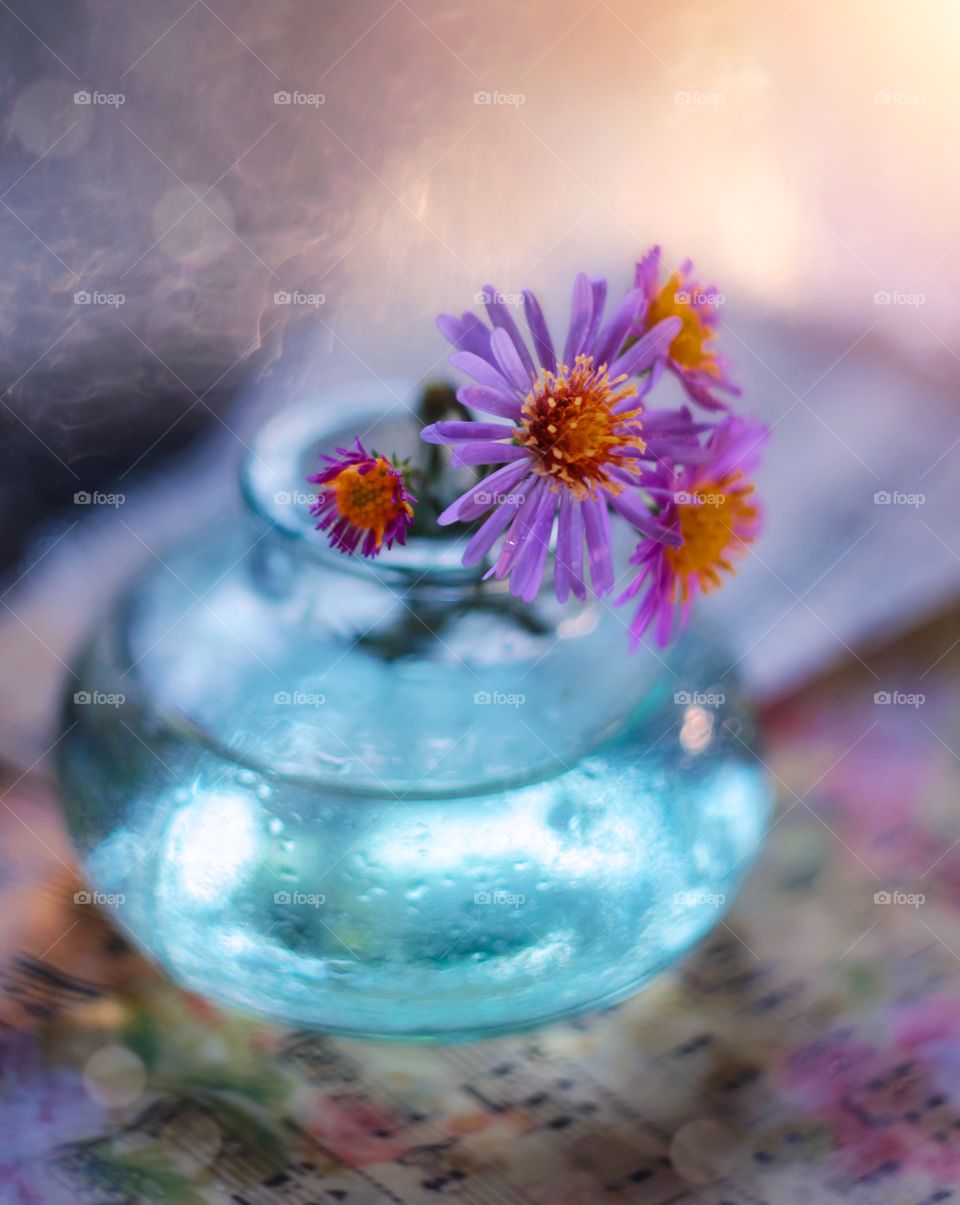 Lilac flowers in a glass vase