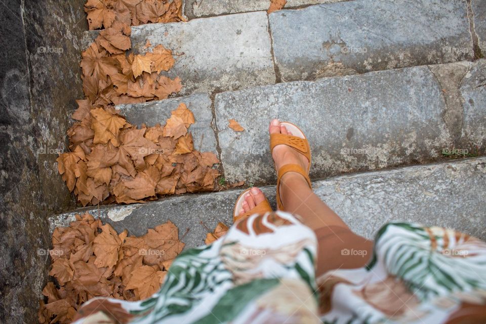 Autumn, yellow leaves, walk