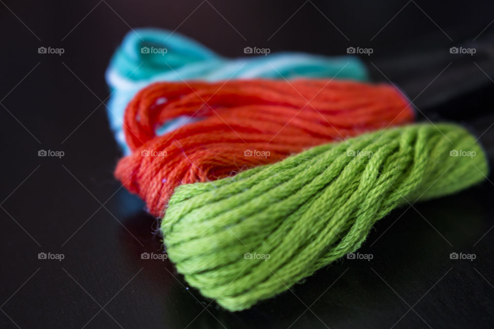 Close-up of multi colored threads