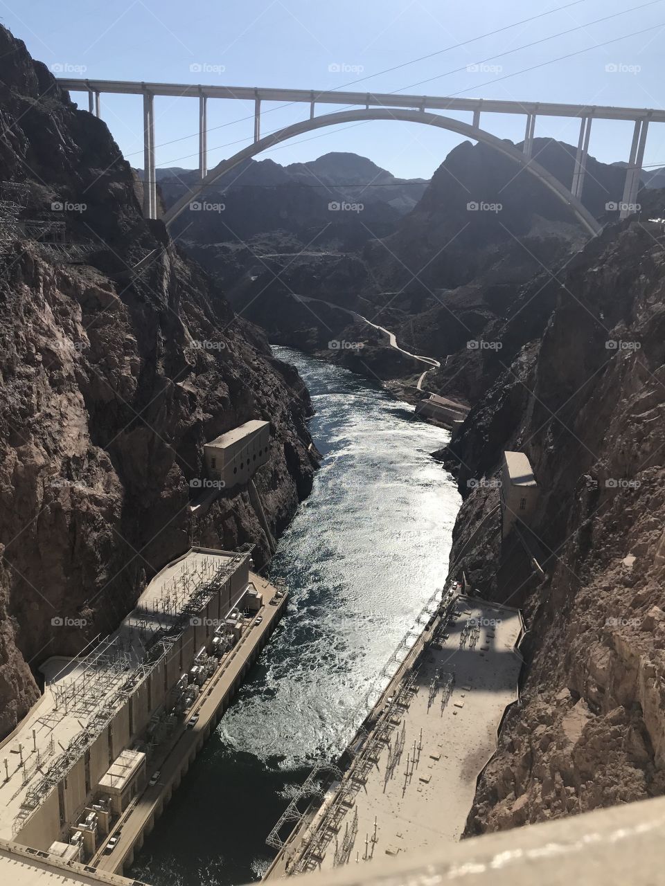 View of the Hover Dam from above. Taken in March 2018.