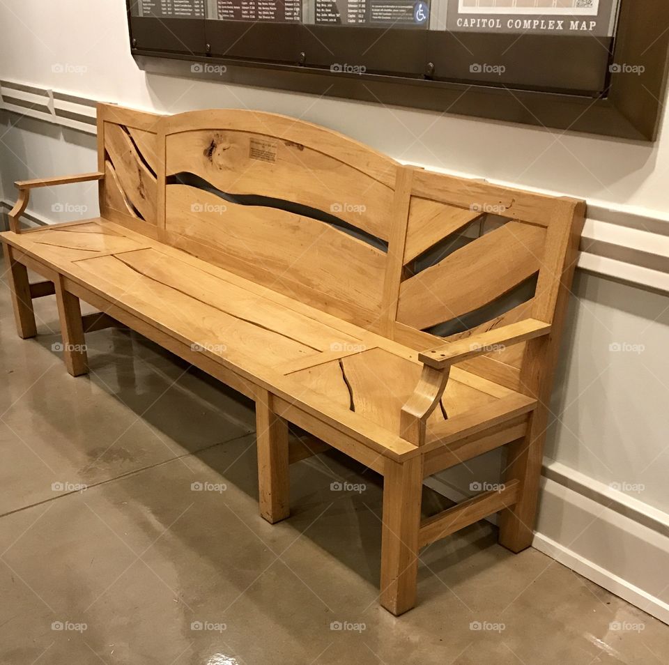 Wooden bench, state capital