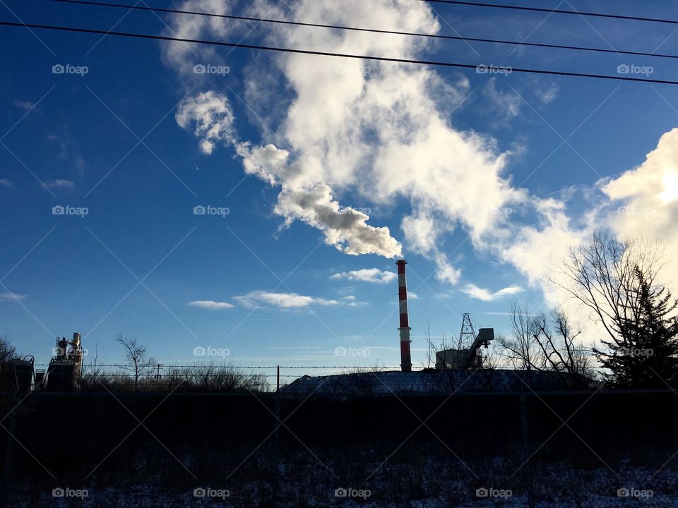 Smoke stack in the cold