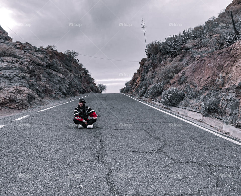 Landscape in a road of a girl 