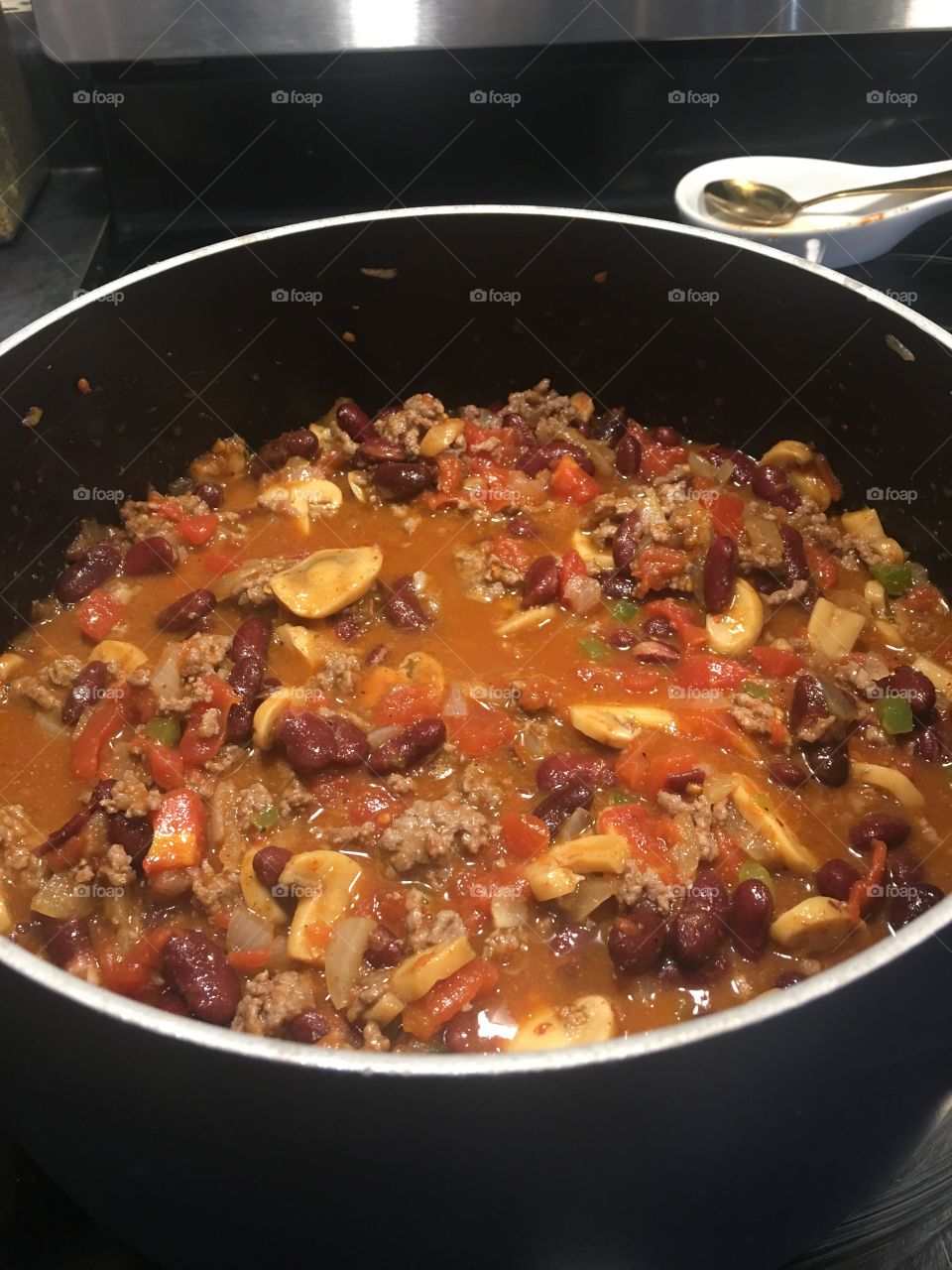 Pot of homemade chili