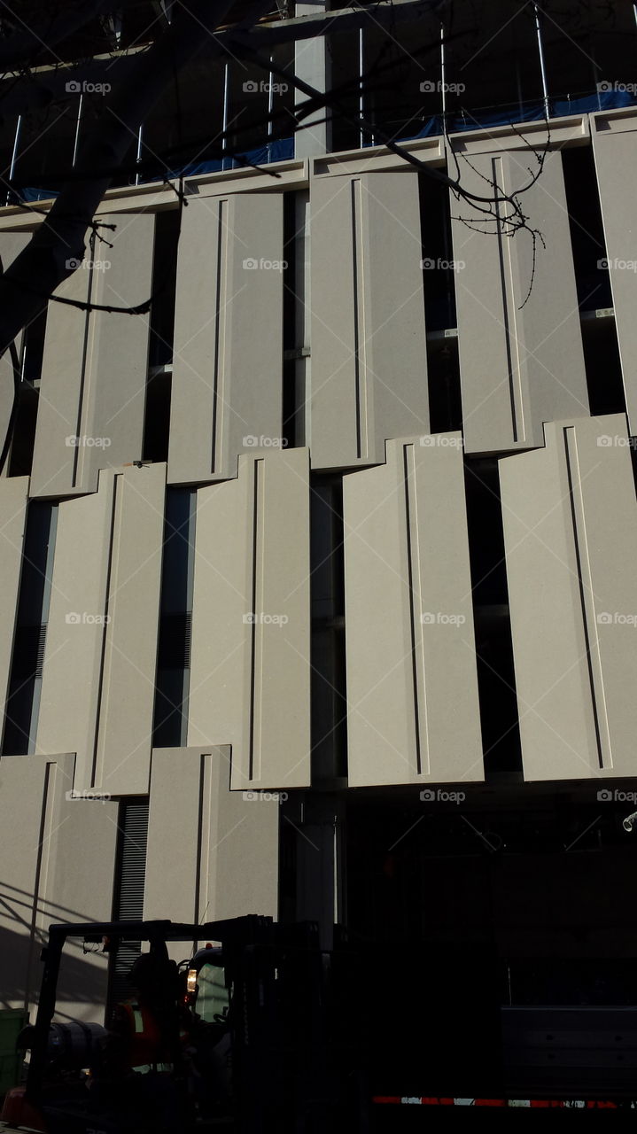 exterior paneling of a residential highrise