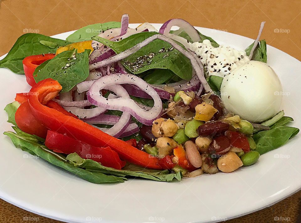 Beautiful dinner salad filled with fresh vegetables.