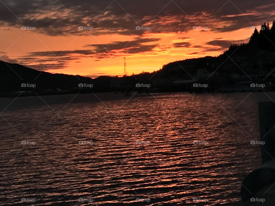 Sunset on the Alaska coast
