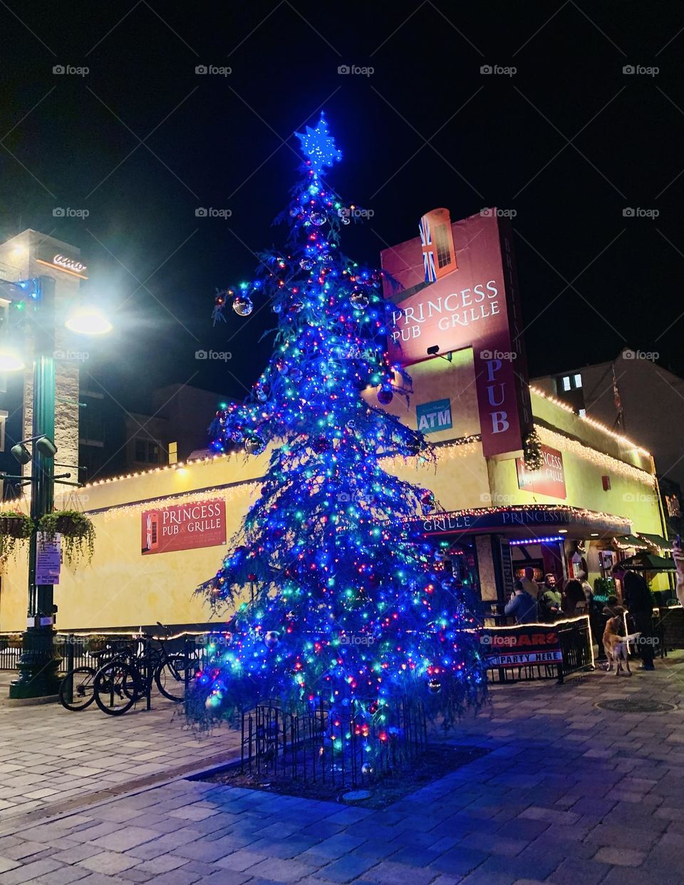 Blue Xmas tree in Little Italy San Diego 