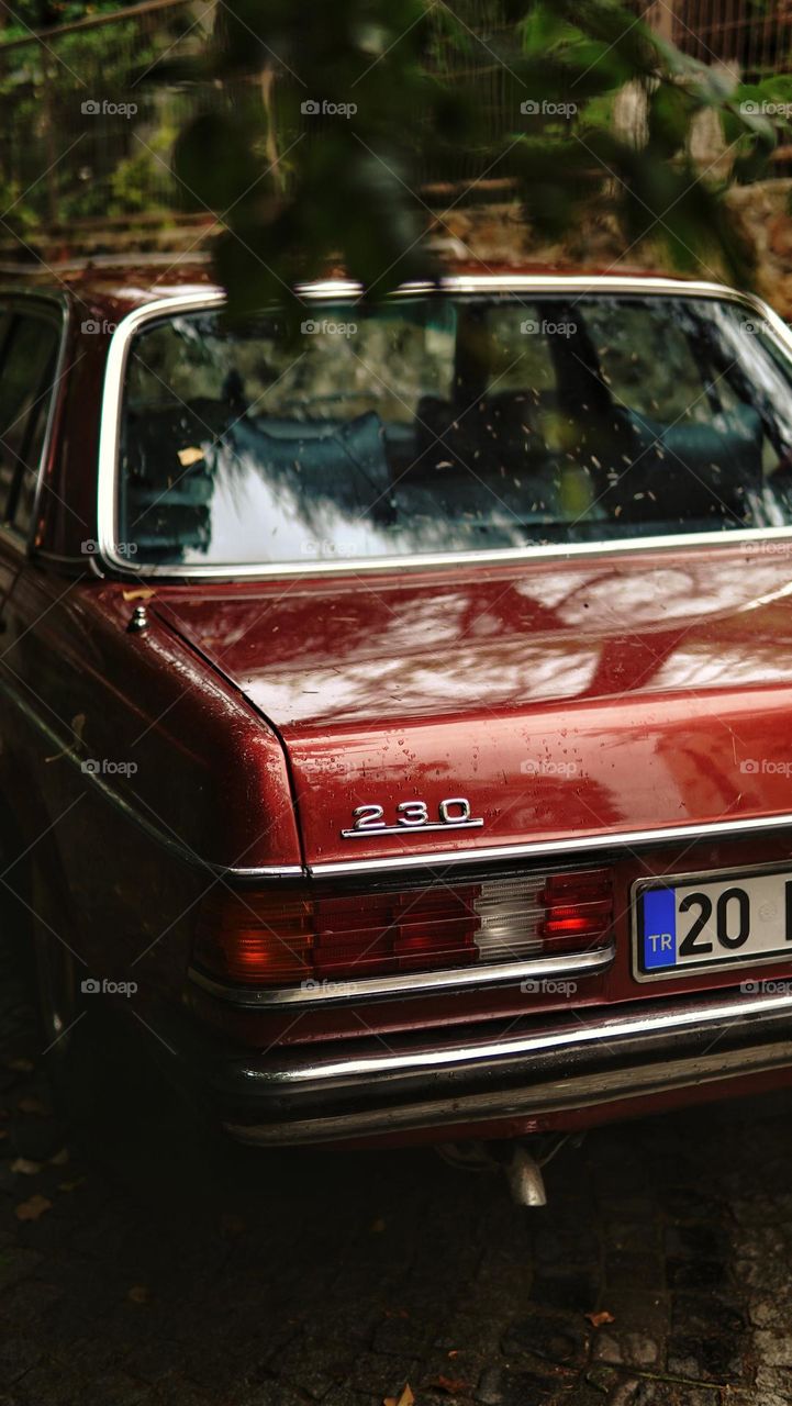 Aesthetic car on rainy day