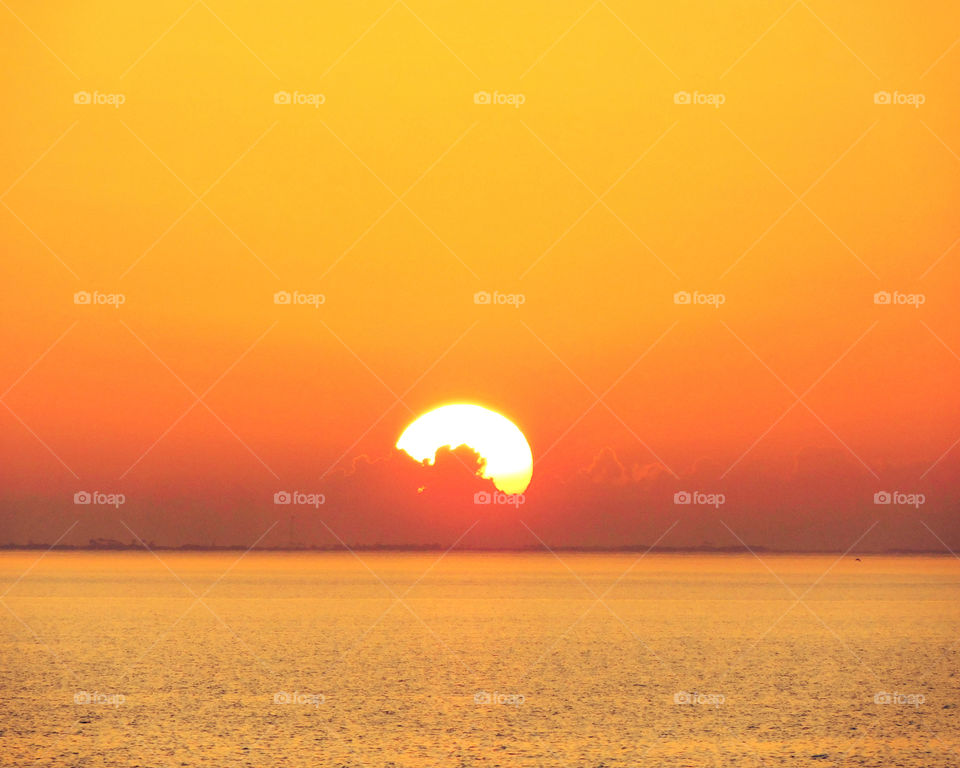 Scenic view of sunset over sea