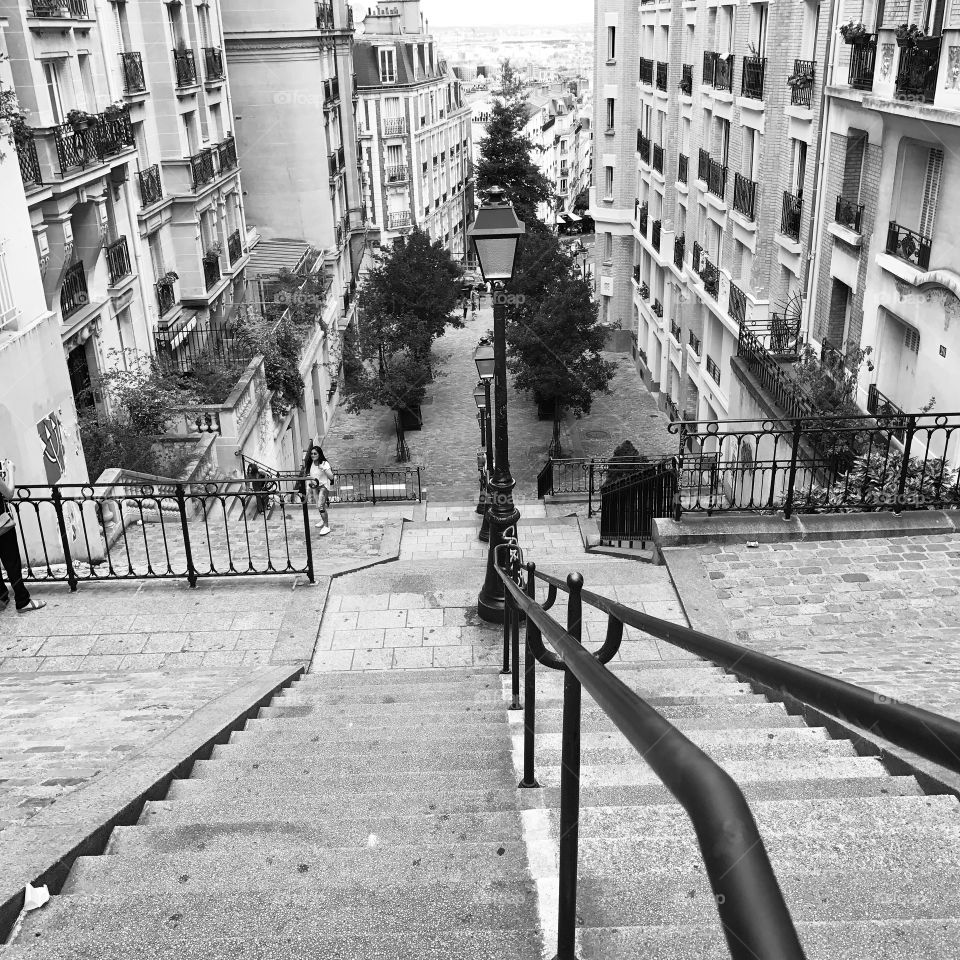 Stairs at Montmartre - Black and White