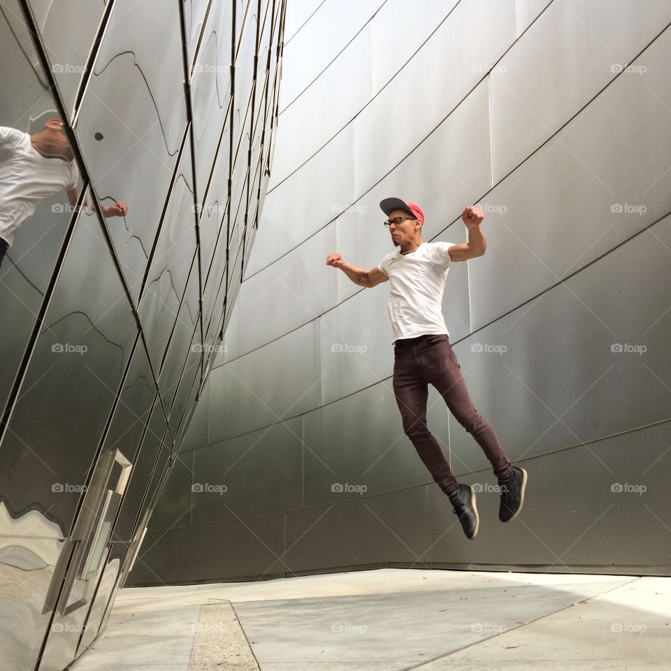 Man jumping in air