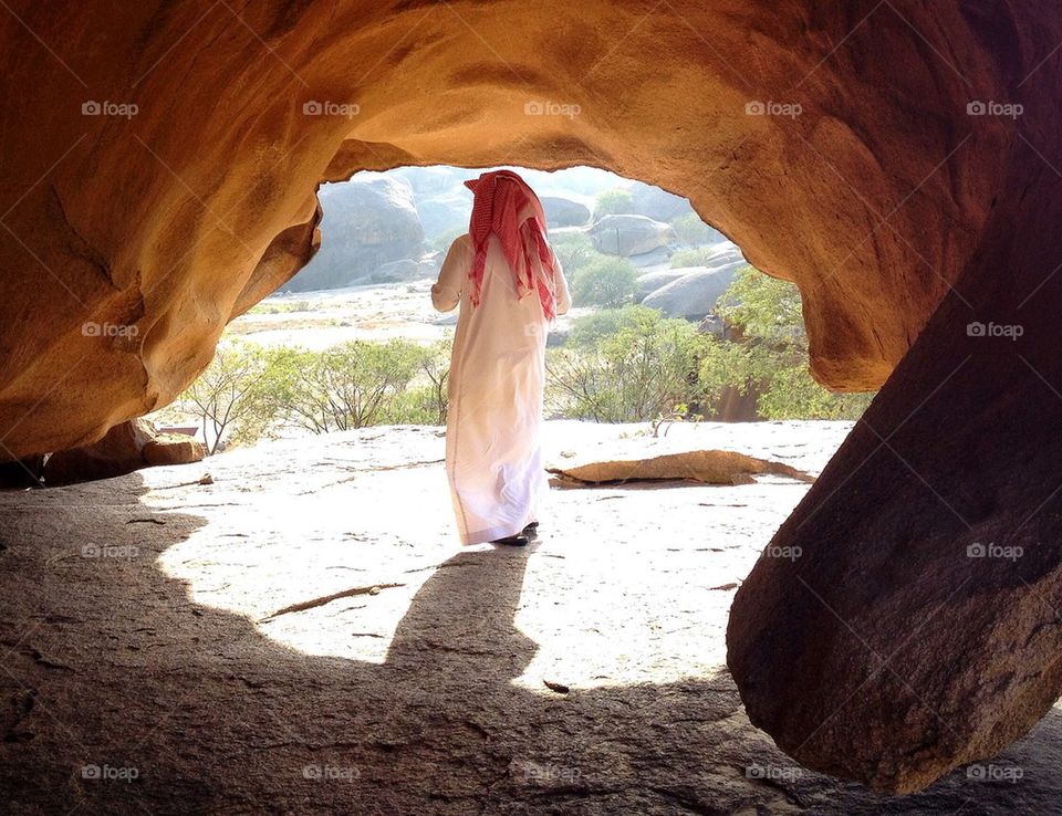 Saudi man in the cave
