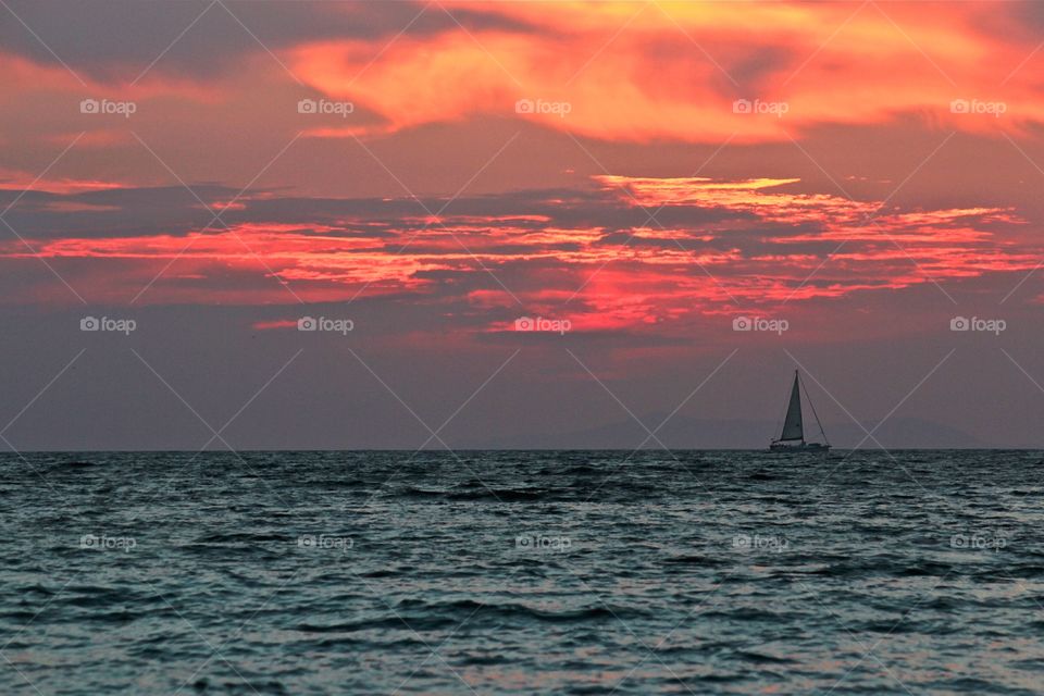 Sailing during sunset