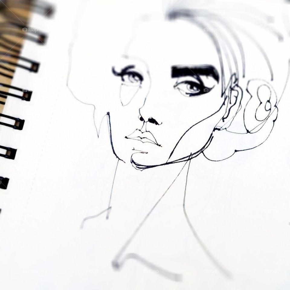 girl art ink drawing by rebelf