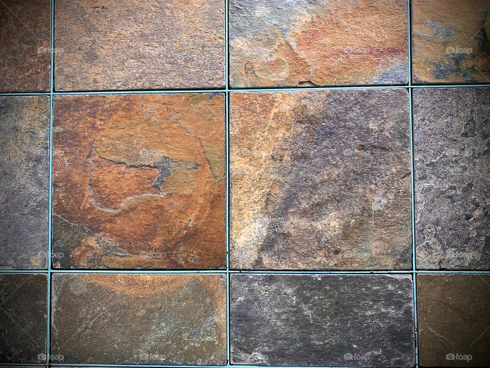 Background Squares With Marble Texture Design In Stone Separated By Metal Lines. 