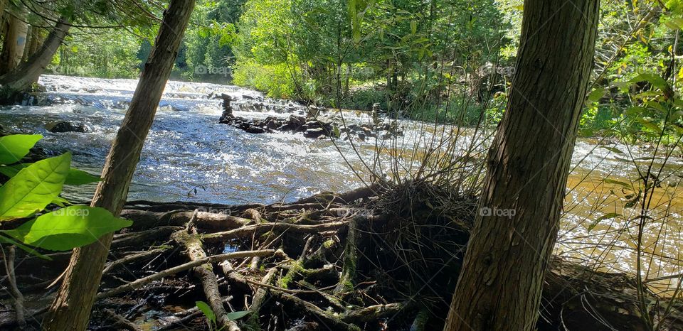 Looking up Ocqueoc Falls