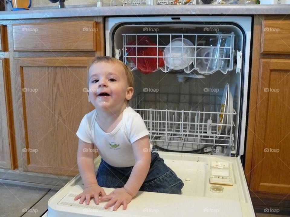 Baby in a dishwasher