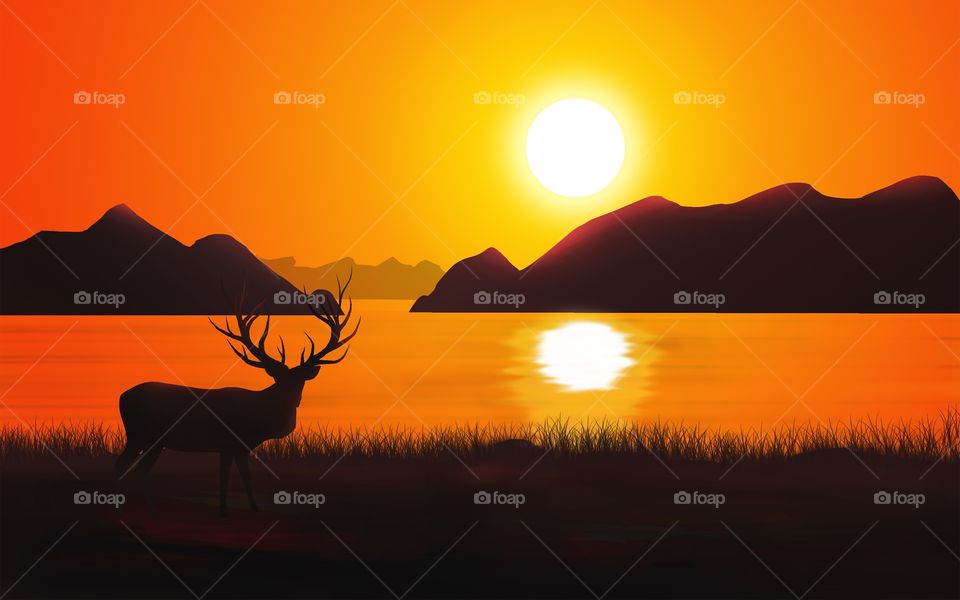 deer lake mountains and Sunset