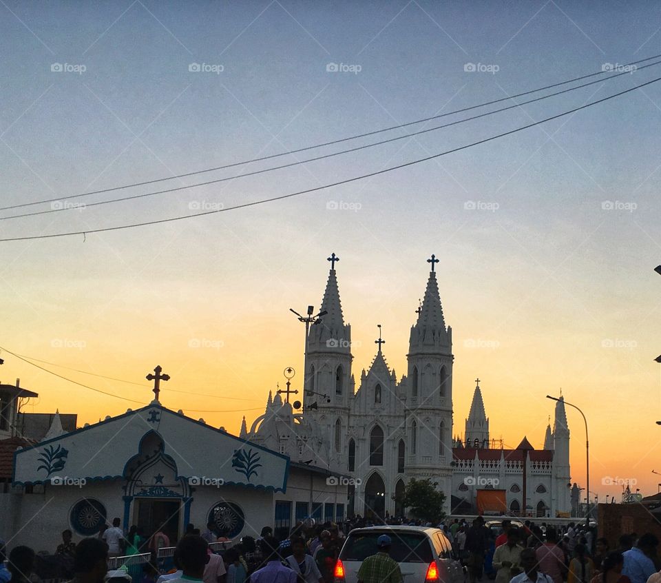 Vellankanni church - Sunset