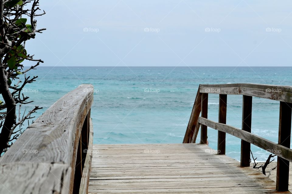 Bridge to the sea. welcome to the ocean