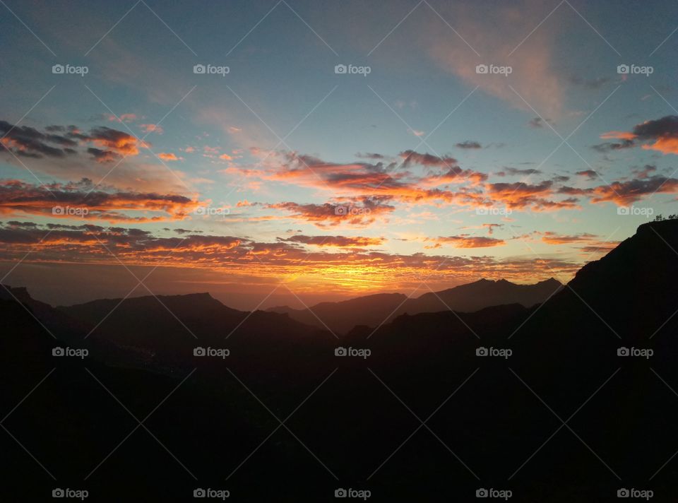 Sunset, Dawn, No Person, Mountain, Evening