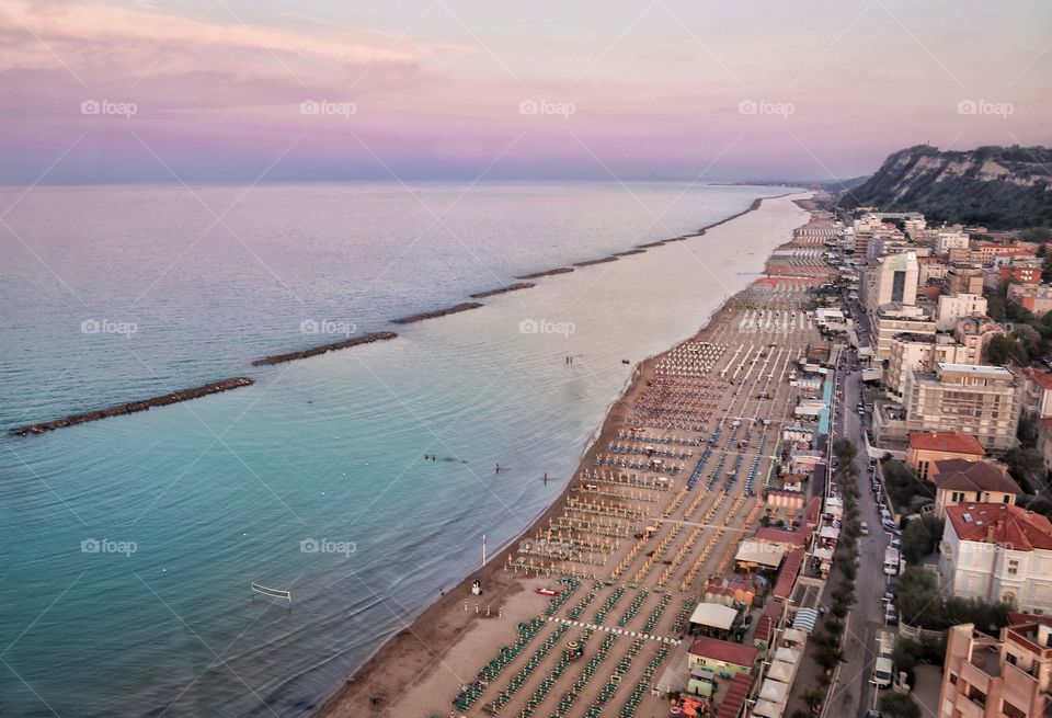 Top view on sea beach 