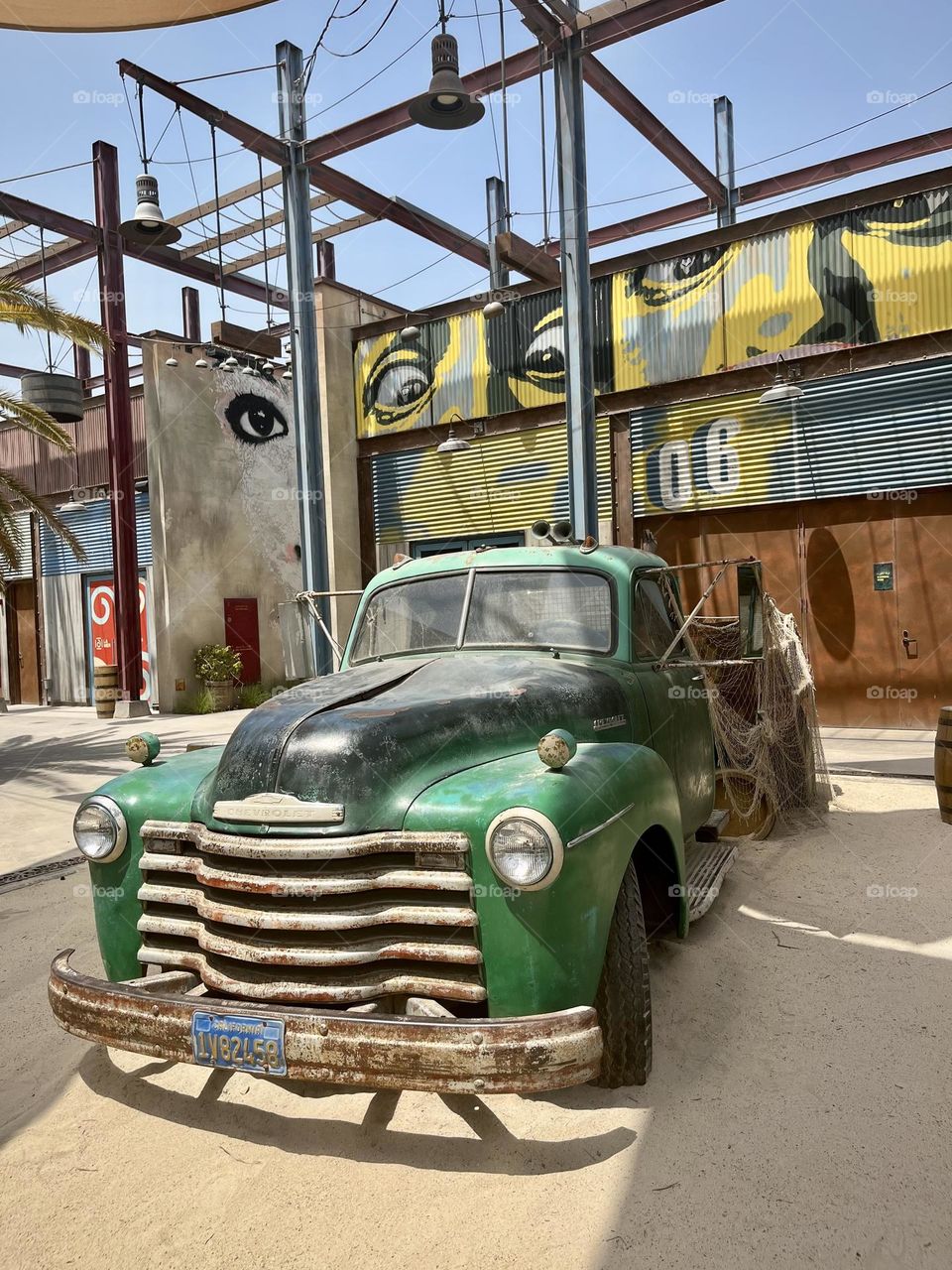 Old American retro green car