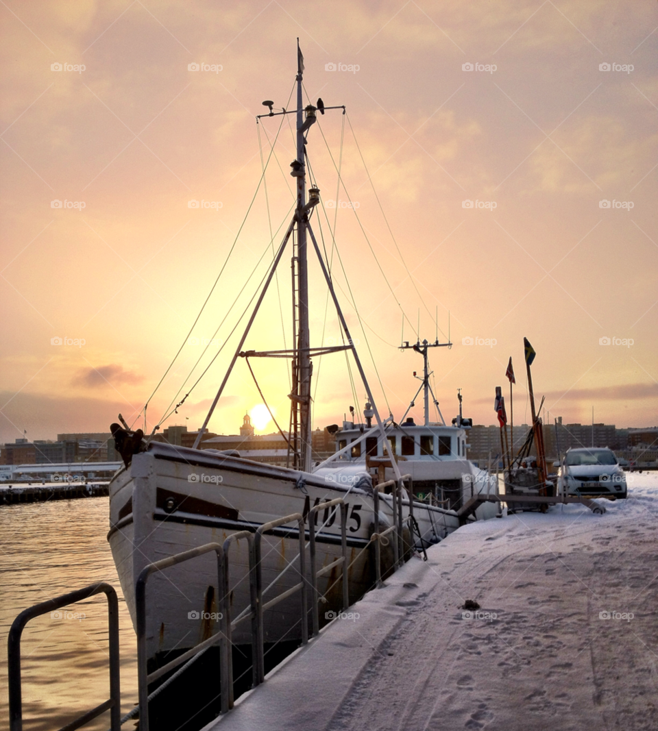 sweden winter sun boat by monica62perman