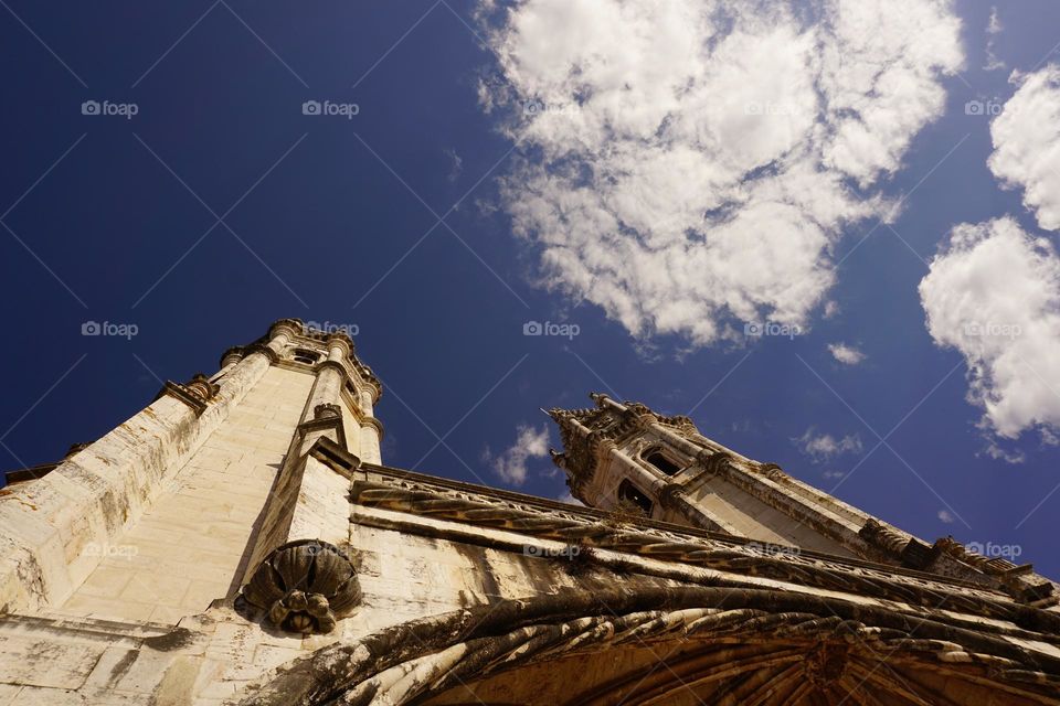 Beautiful photograph of the monastery of Lisbon Portugal and an incredible sky