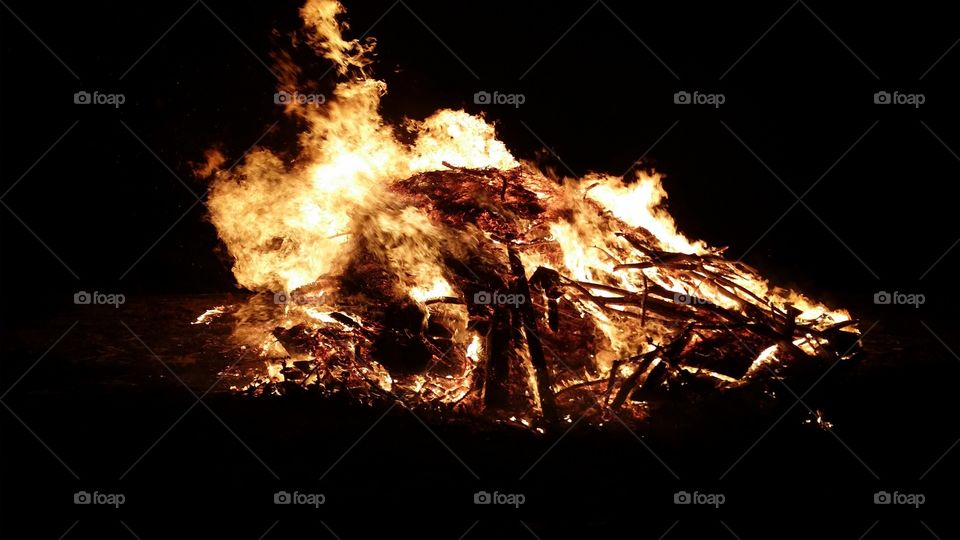 Bonfire. Fire on Kökar 
