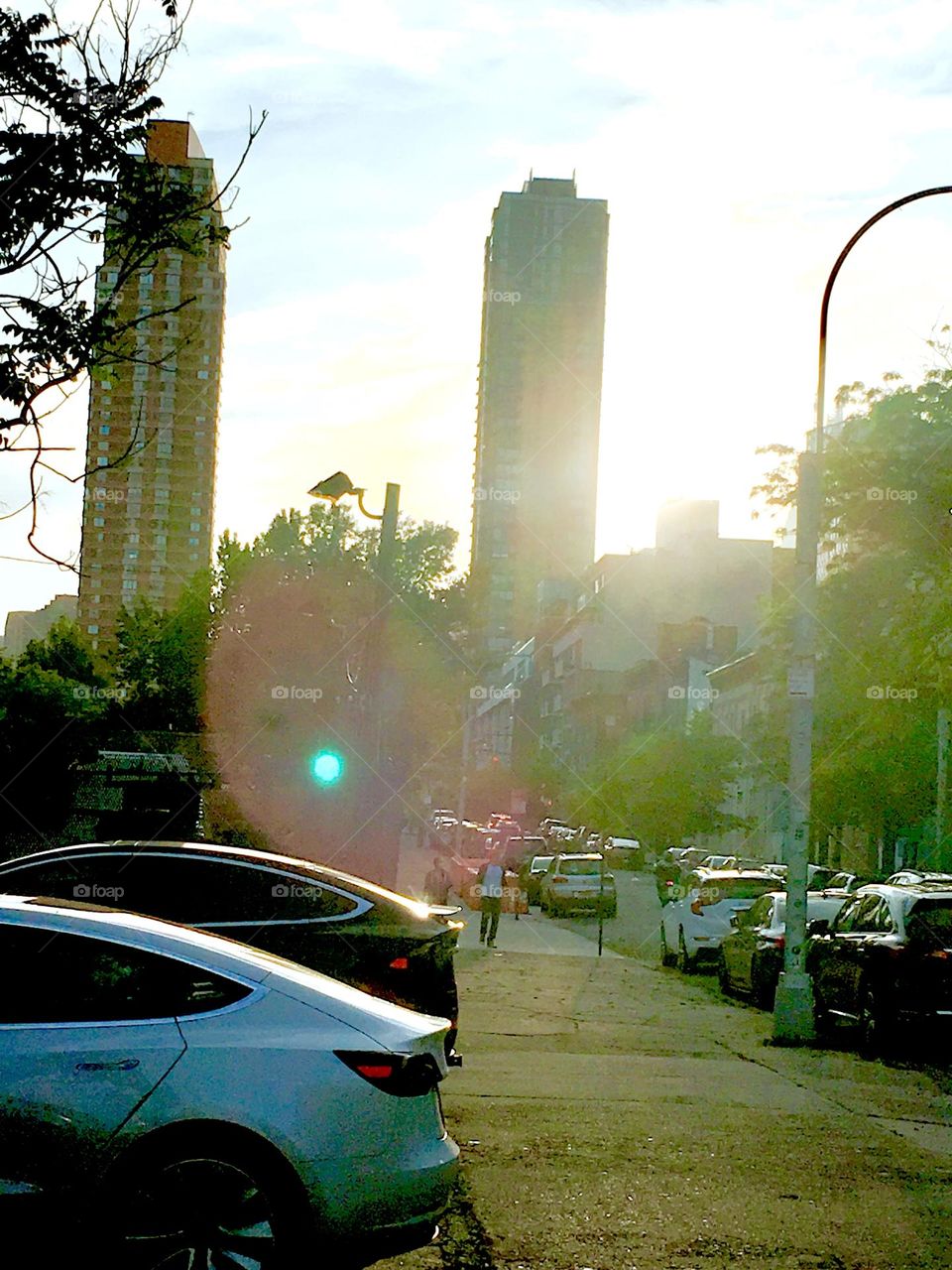 A view of Borden Avenue by the waterfront of the East River at Newtown Creek in Long Island City, Queens, NY during the hours of dusk and of upcoming twilight on a late Spring time afternoon in 2020. Hypnotic Productions