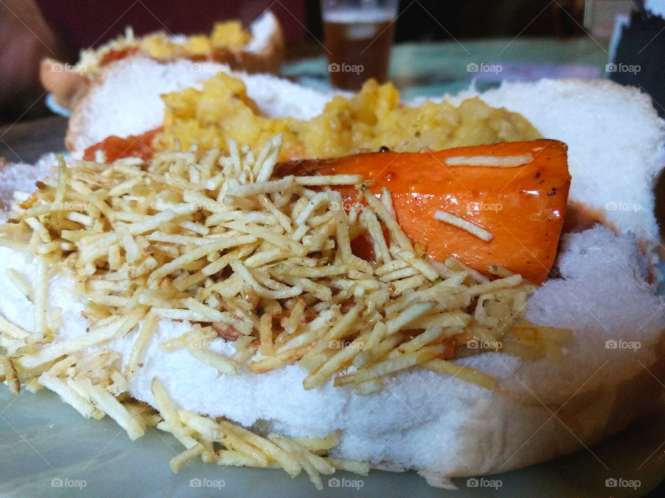 Vegetarian hot dog with carrot's sausage