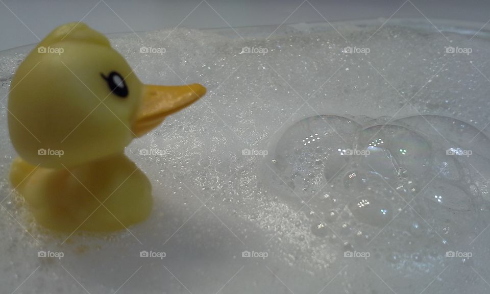 ducky in bubbles