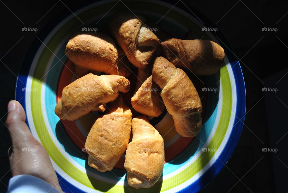 Home made baked croissants