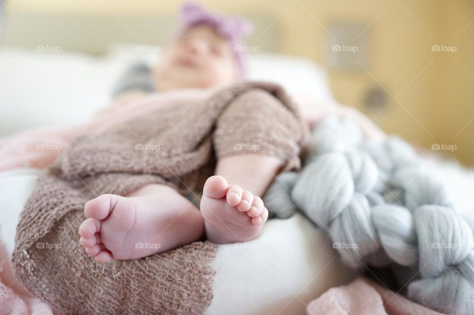 feet of a sleeping baby girl