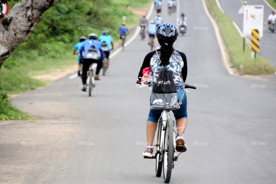 Female cyclists in cyclotron