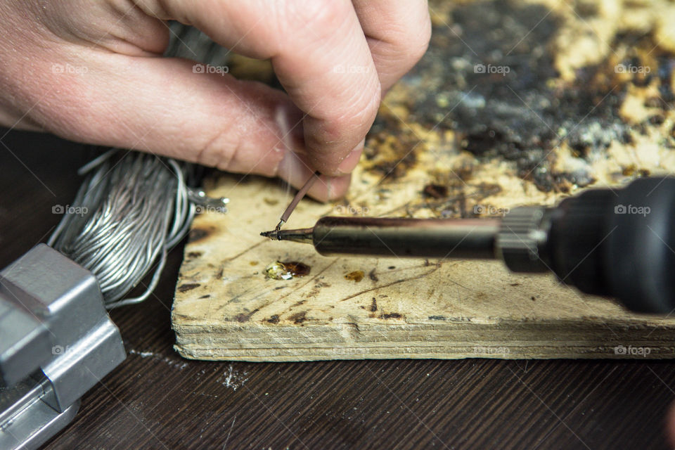 Close-up of working hand