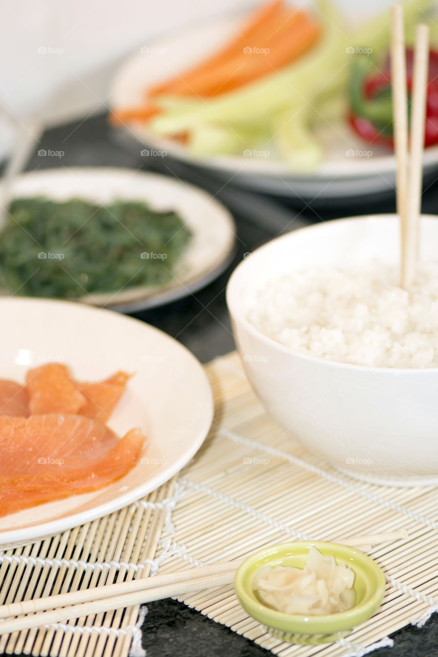 Close-up of Japanese food