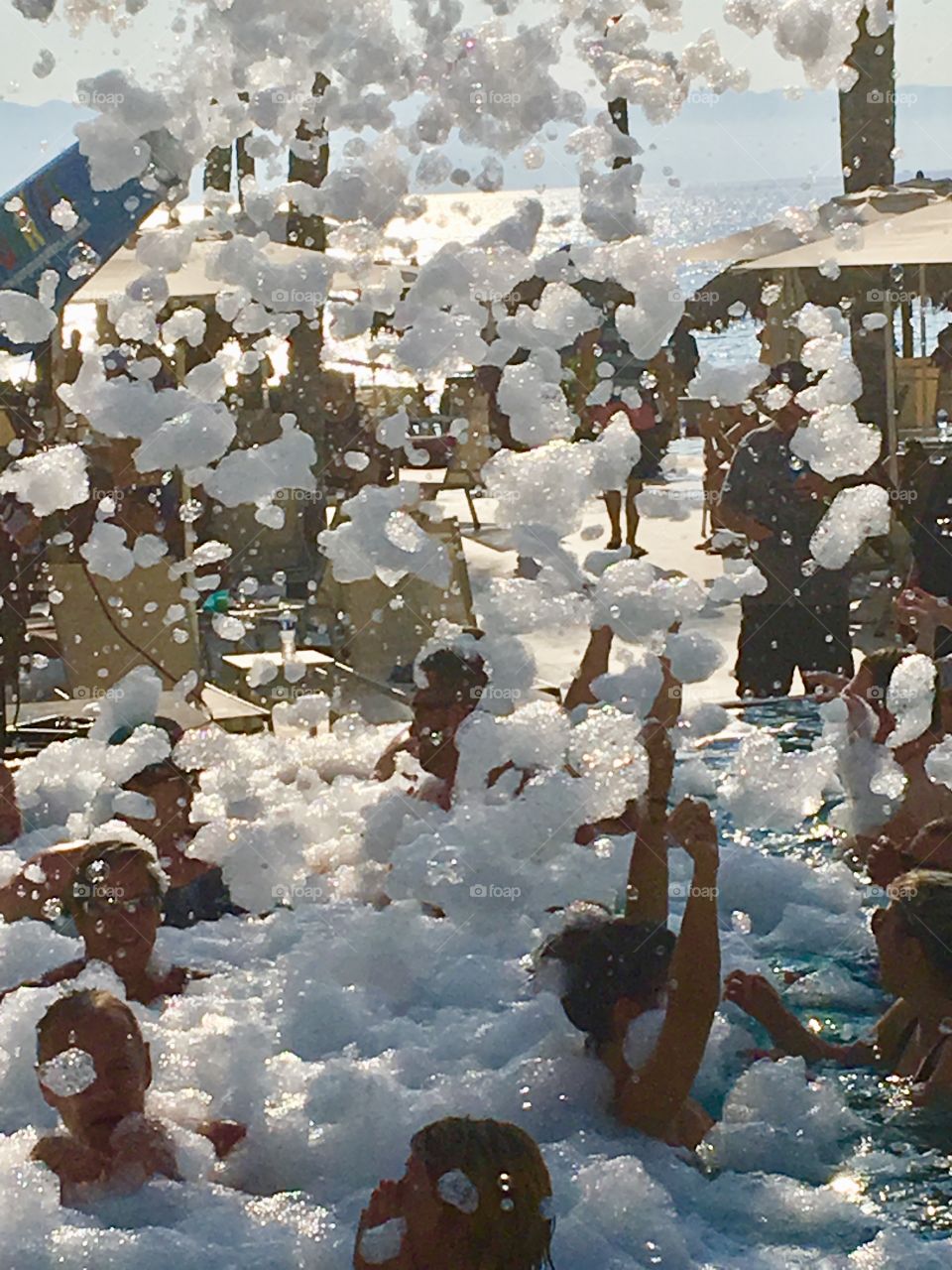 Foam party in the pool