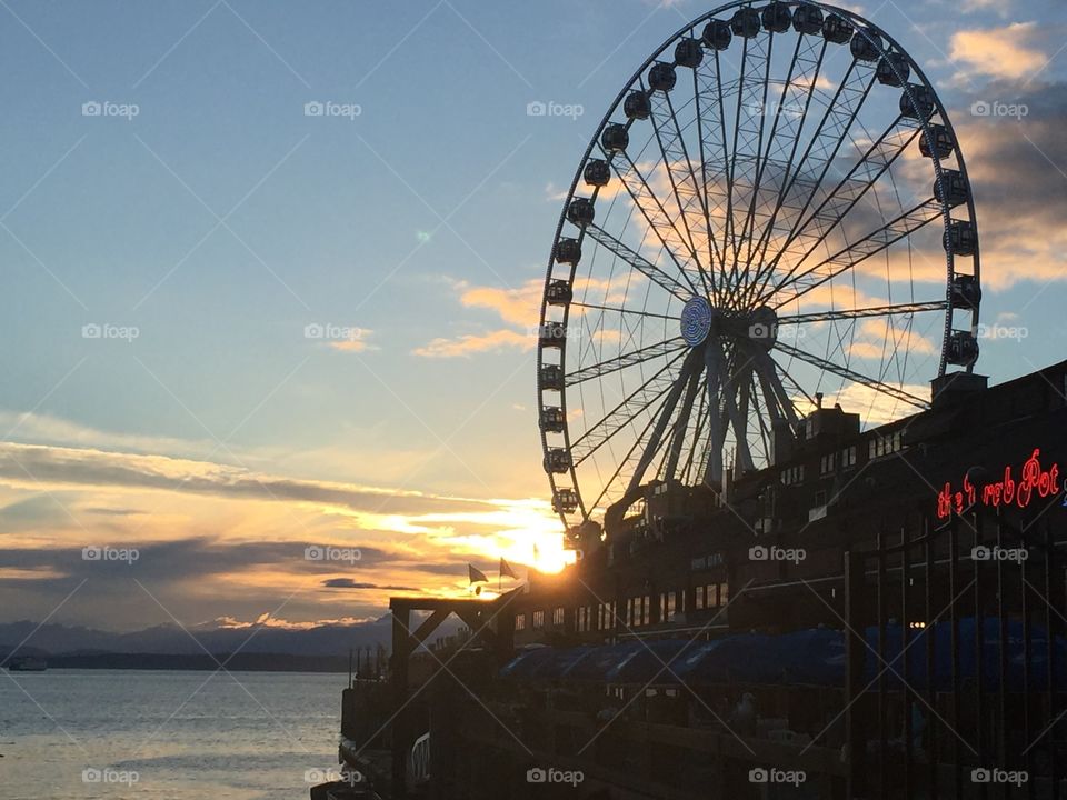 No Person, Sky, Ferris Wheel, Travel, Sunset