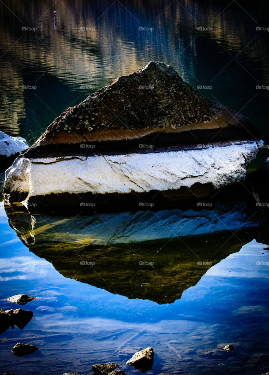 Reflection of a Rock on Lake Billy Chinook Central Oregon "Ice Cream Sandwich"