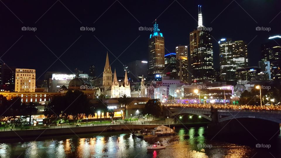melbourne city at night