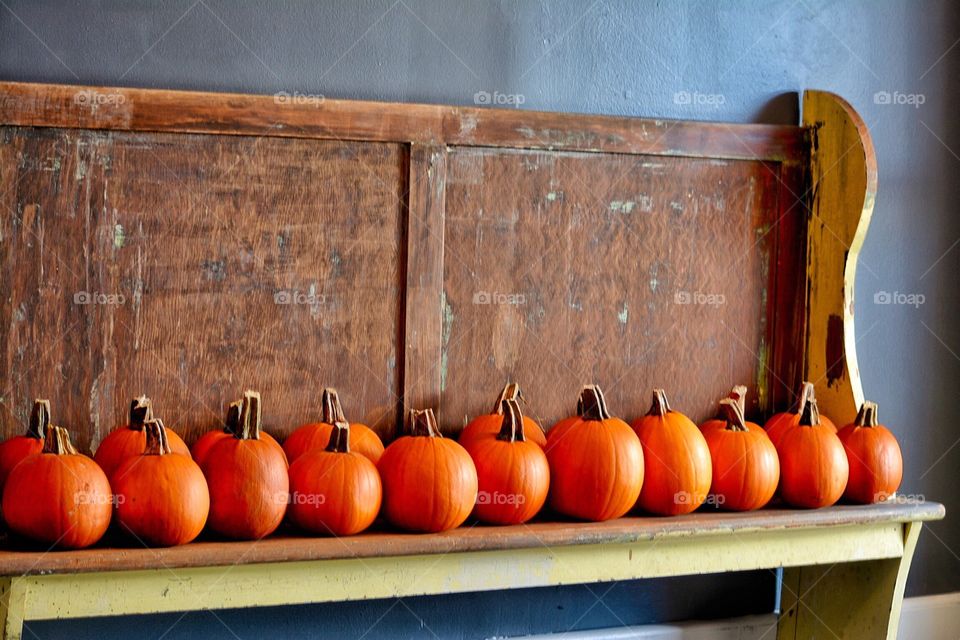 Pumpkins on a Pew