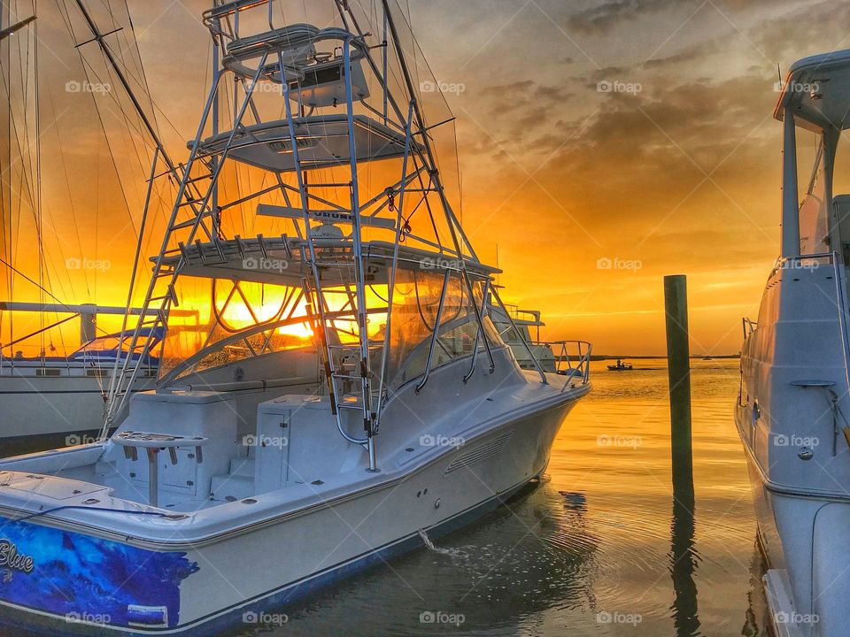 Sunset at Ponce Inlet marina